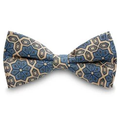 Champagne & Light Blue Silk Pre-Tied Bow Tie