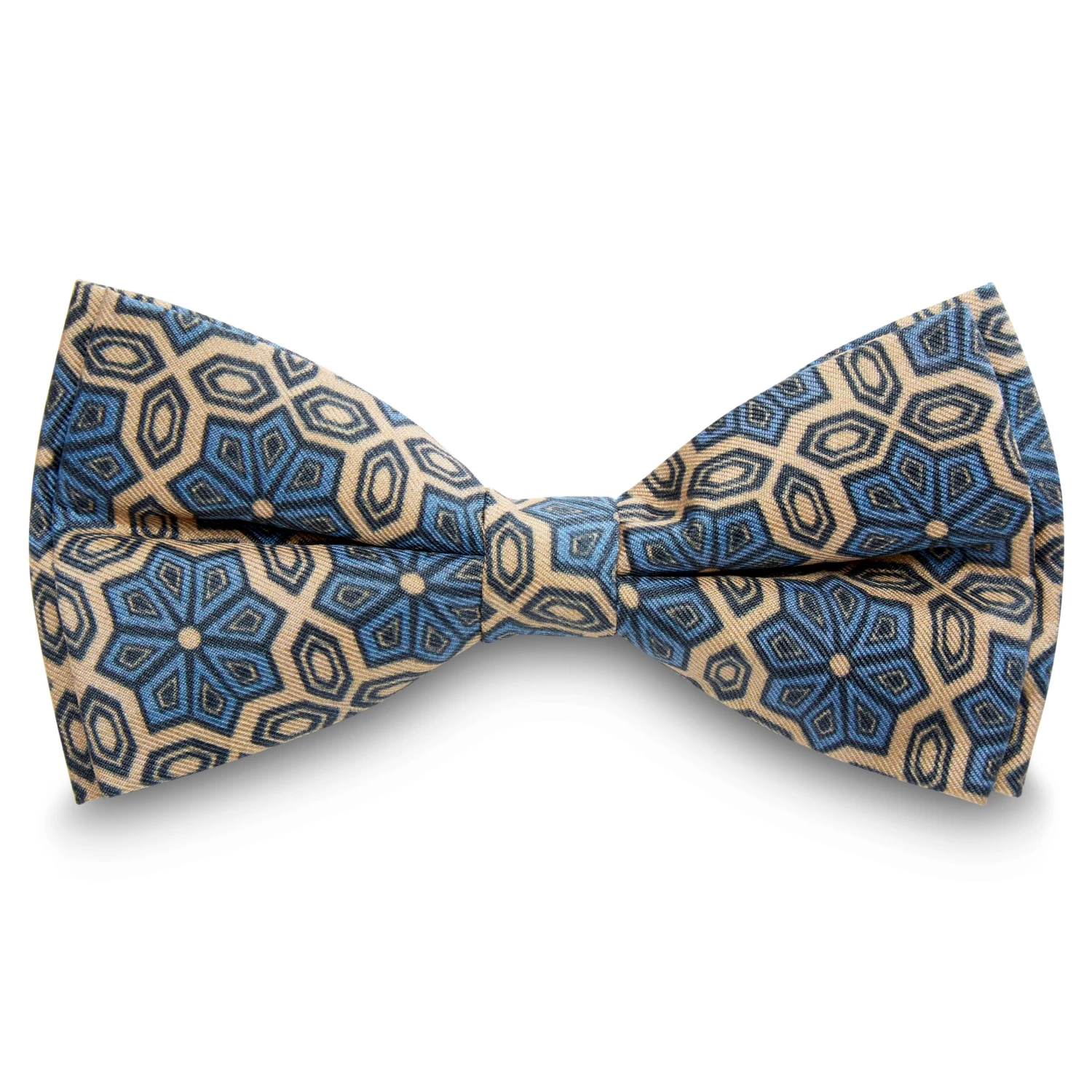 Champagne & Light Blue Silk Pre-Tied Bow Tie