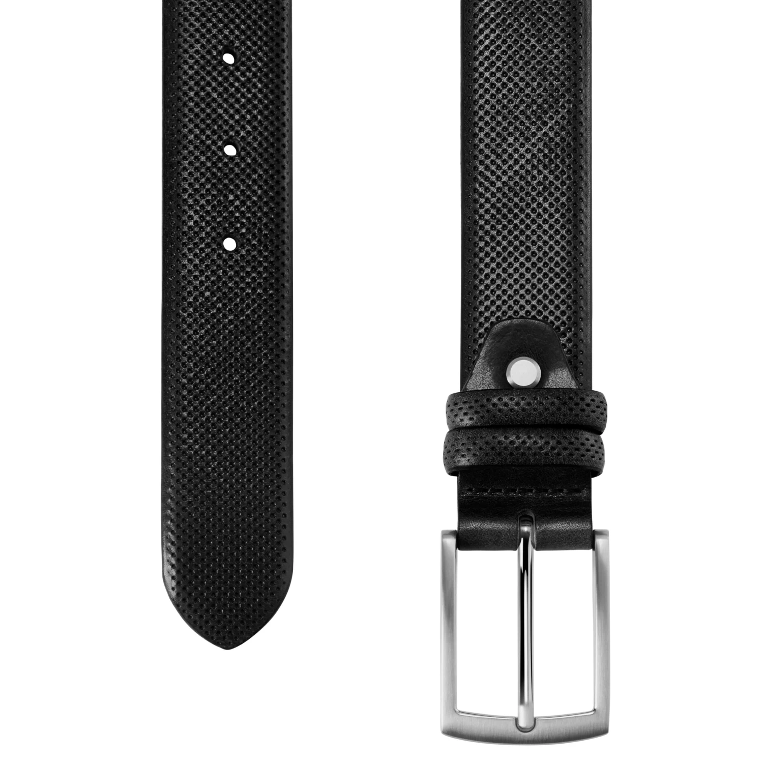 Black Dotted Full Grain Leather Belt - Image 2