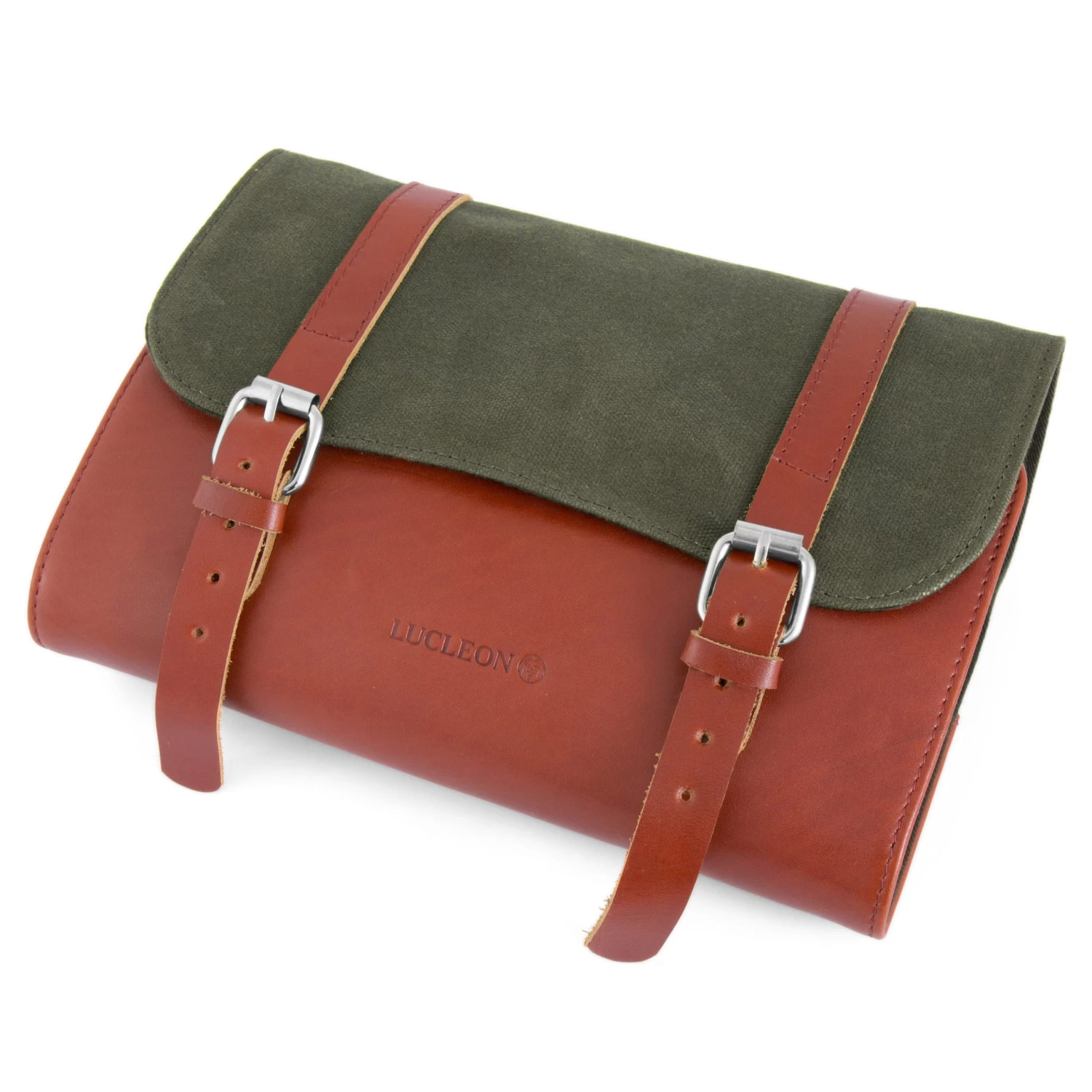 Olive Waxed Canvas Roll Out Wash Bag - Image 3