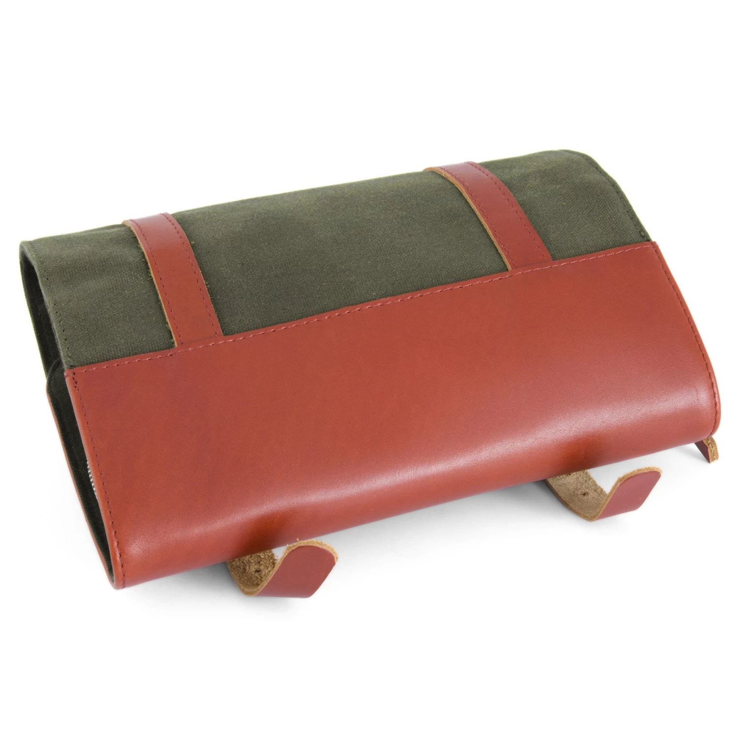 Olive Waxed Canvas Roll Out Wash Bag - Image 5