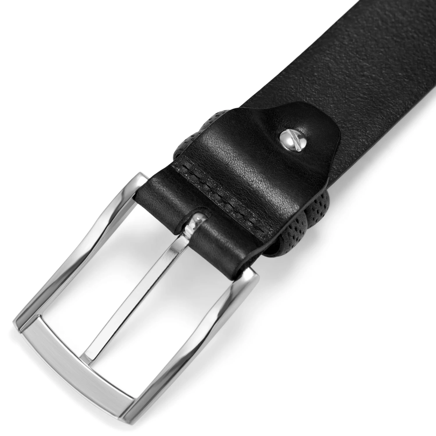 Black Dotted Full Grain Leather Belt - Image 5