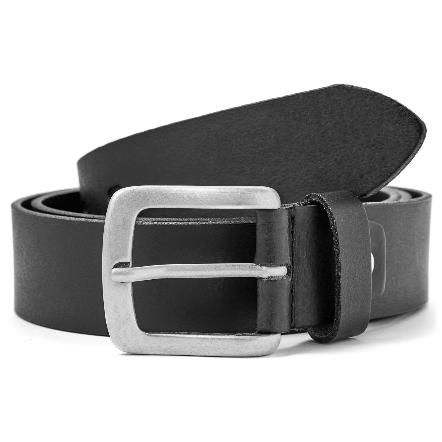 Black Distressed Leather Belt