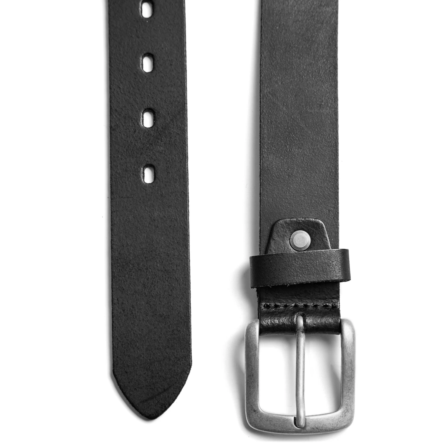 Black Distressed Leather Belt - Image 2