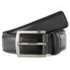 Classic Silver-Tone & Black Leather Belt