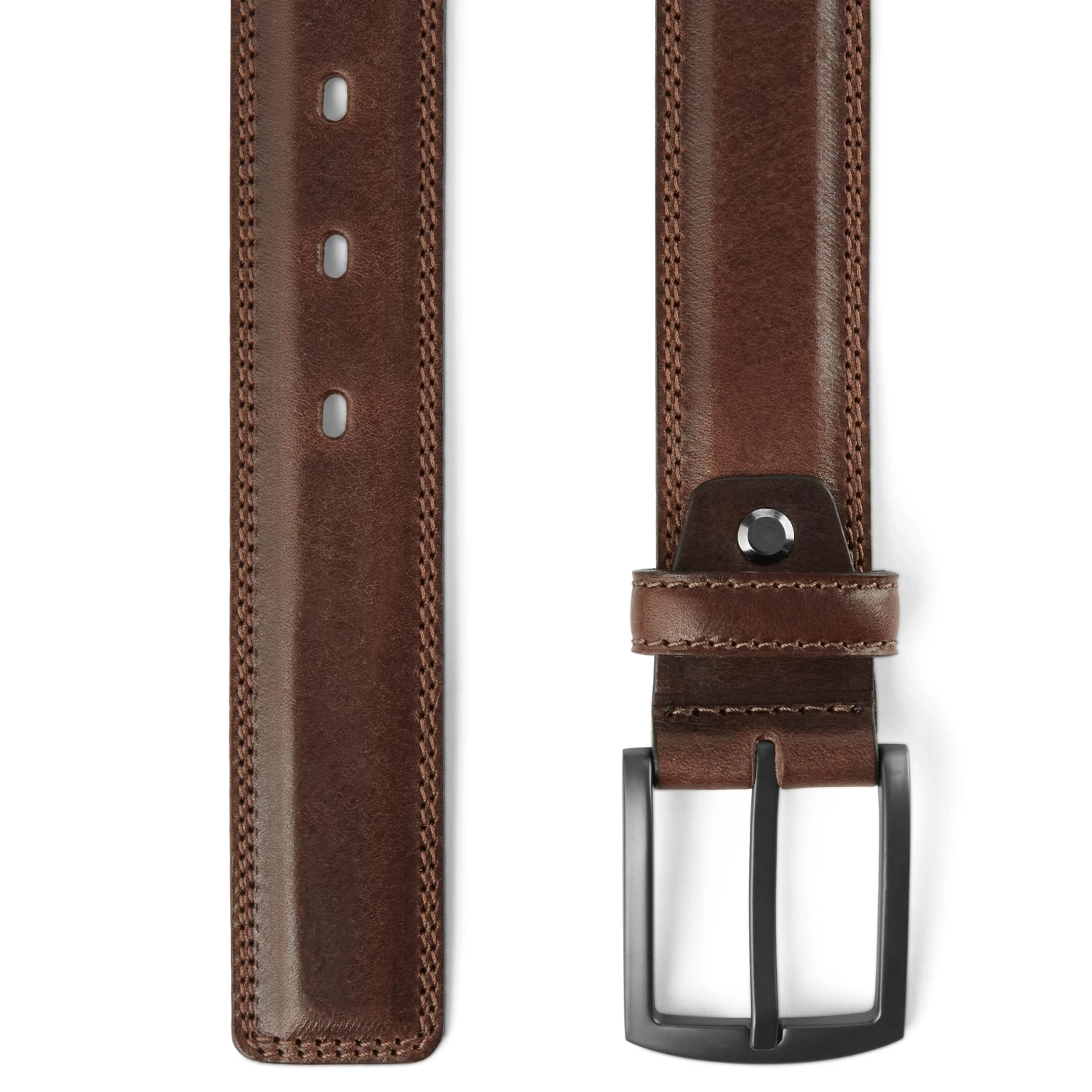 Classic Dark Brown Leather Belt - Image 2