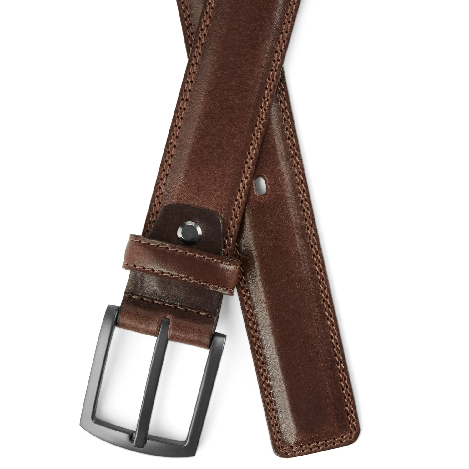 Classic Dark Brown Leather Belt - Image 3