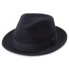 Moda | Navy Blue Wool Trilby Hat With Band