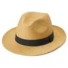 Moda | Mustard Yellow Ecuadorian Straw Panama Hat With Navy Band