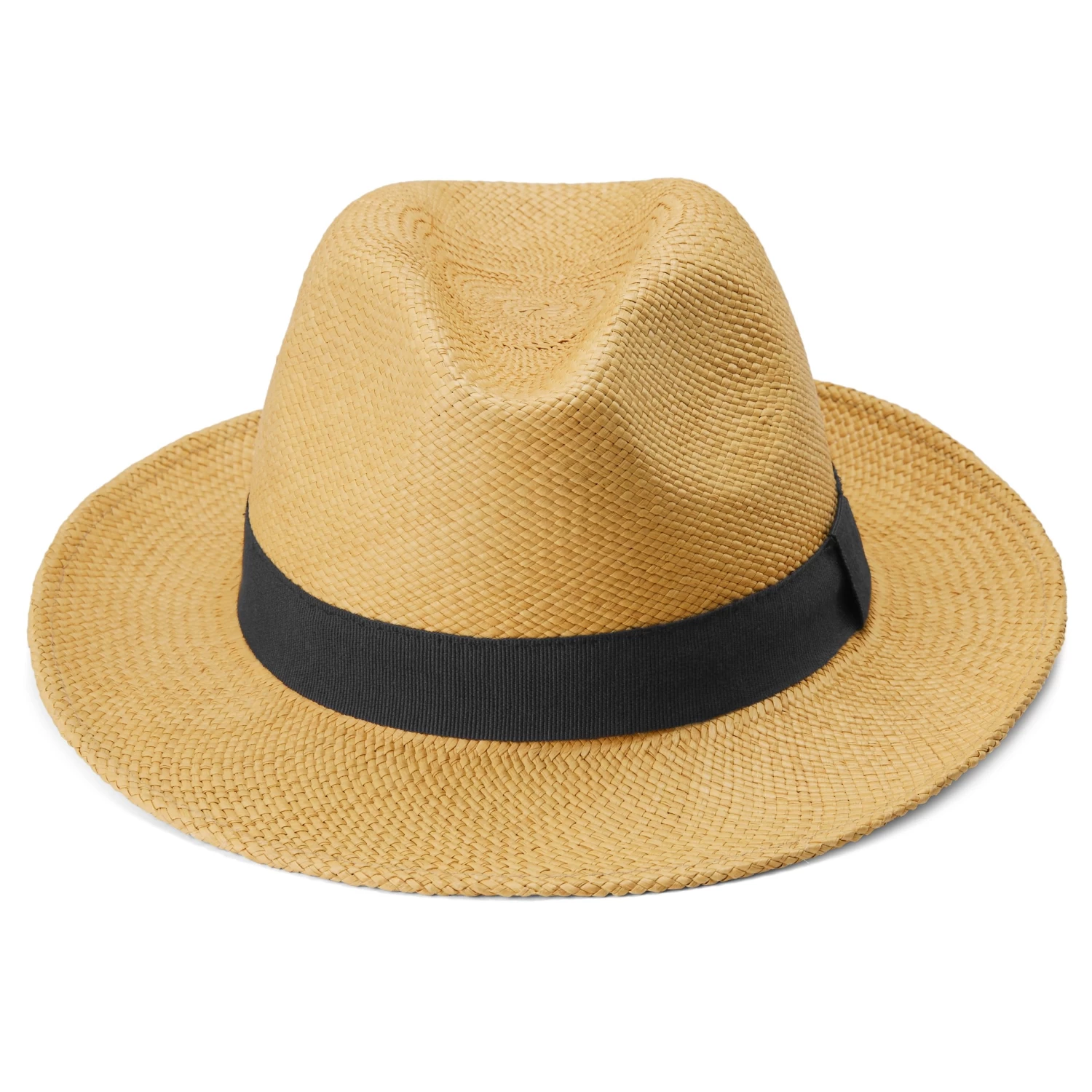 Moda | Mustard Yellow Ecuadorian Straw Panama Hat With Navy Band - Image 2
