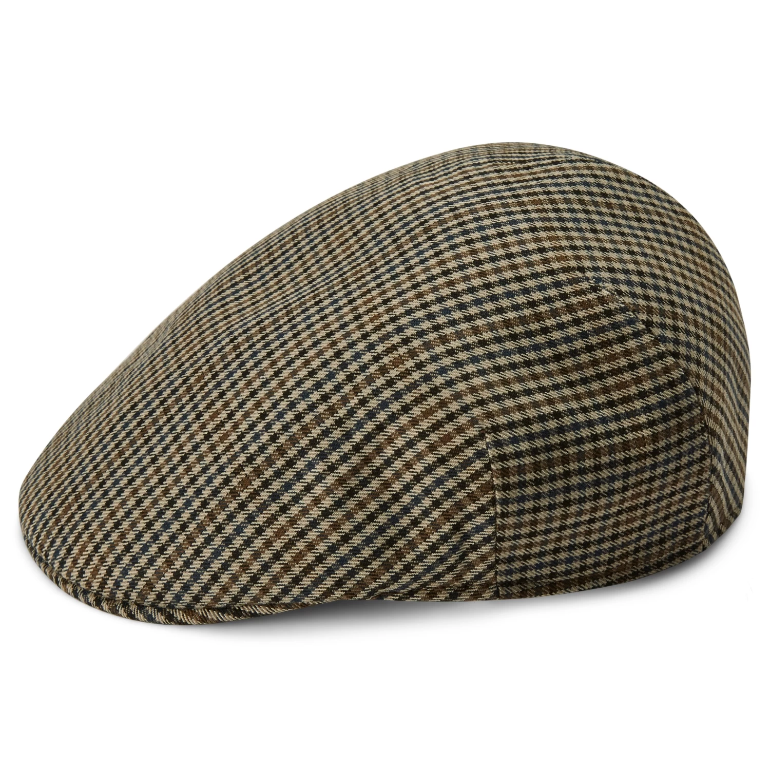 Moda | Dark Earth, Light Brown & Navy Blue Chequered Flat Cap - Image 2