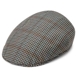 Moda | Burgundy & Navy Blue Chequered Flat Cap