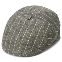 Moda | Slate & White Striped Flat Cap