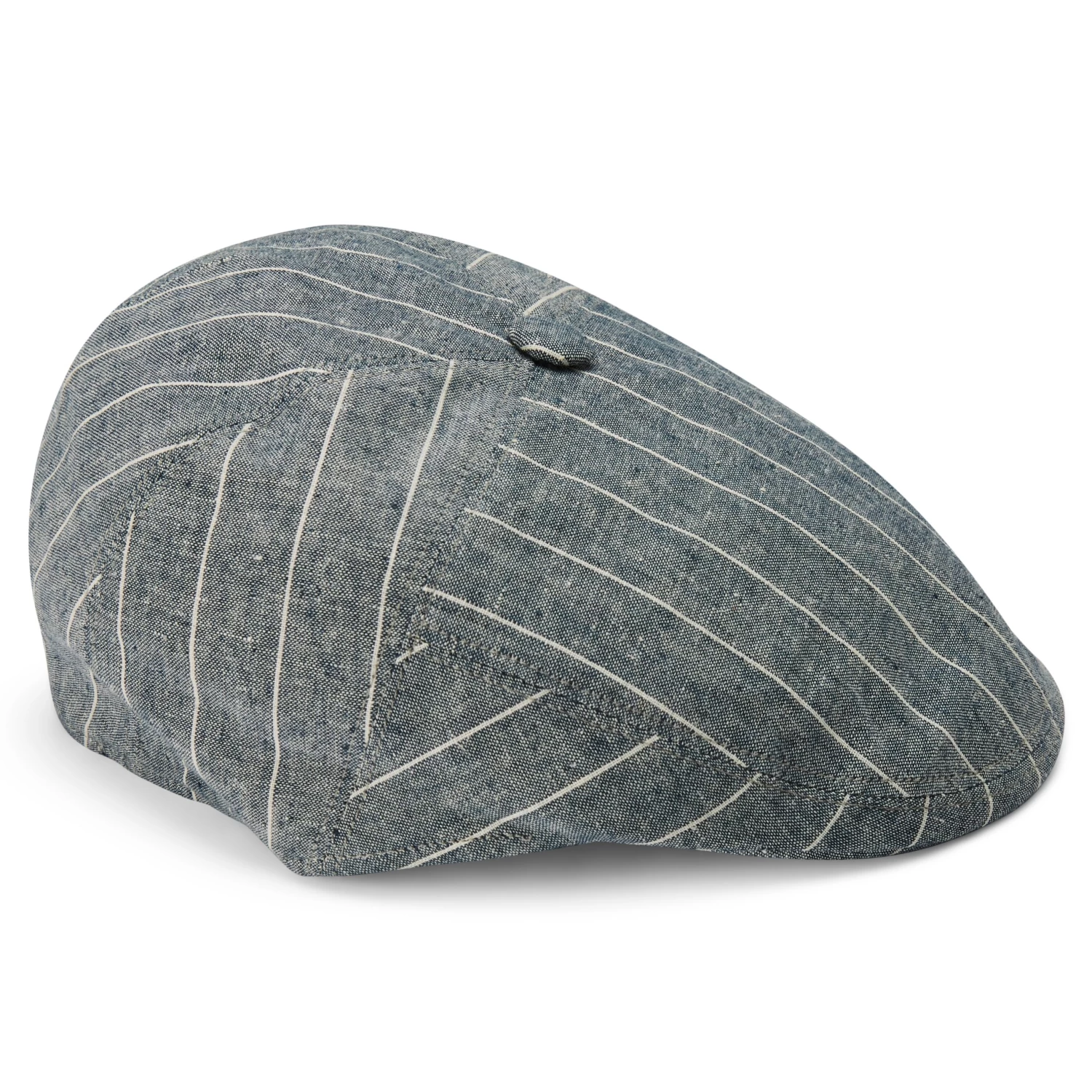 Moda | Deep Blue & White Striped Flat Cap - Image 3