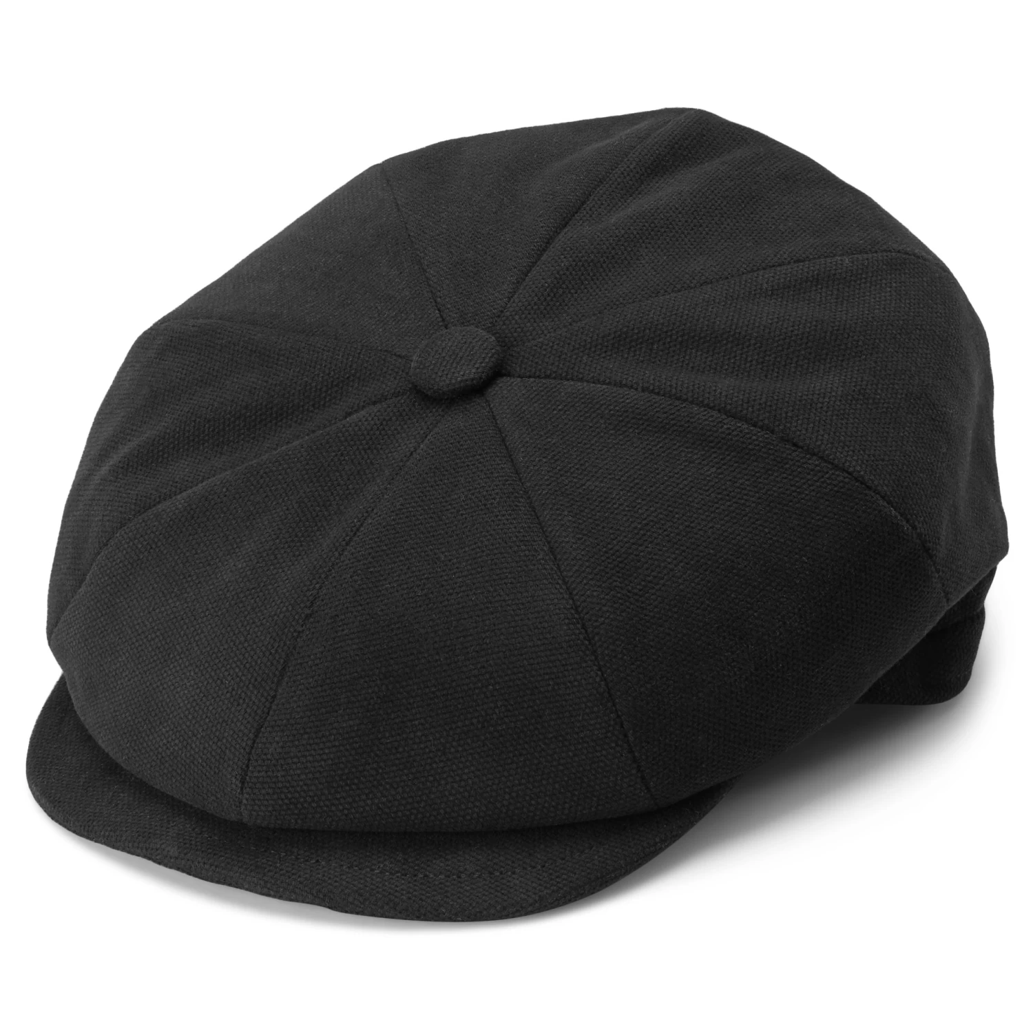 Moda | Black Cotton Newsboy Cap