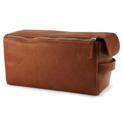 Cambodia XL Tan Leather Wash Bag