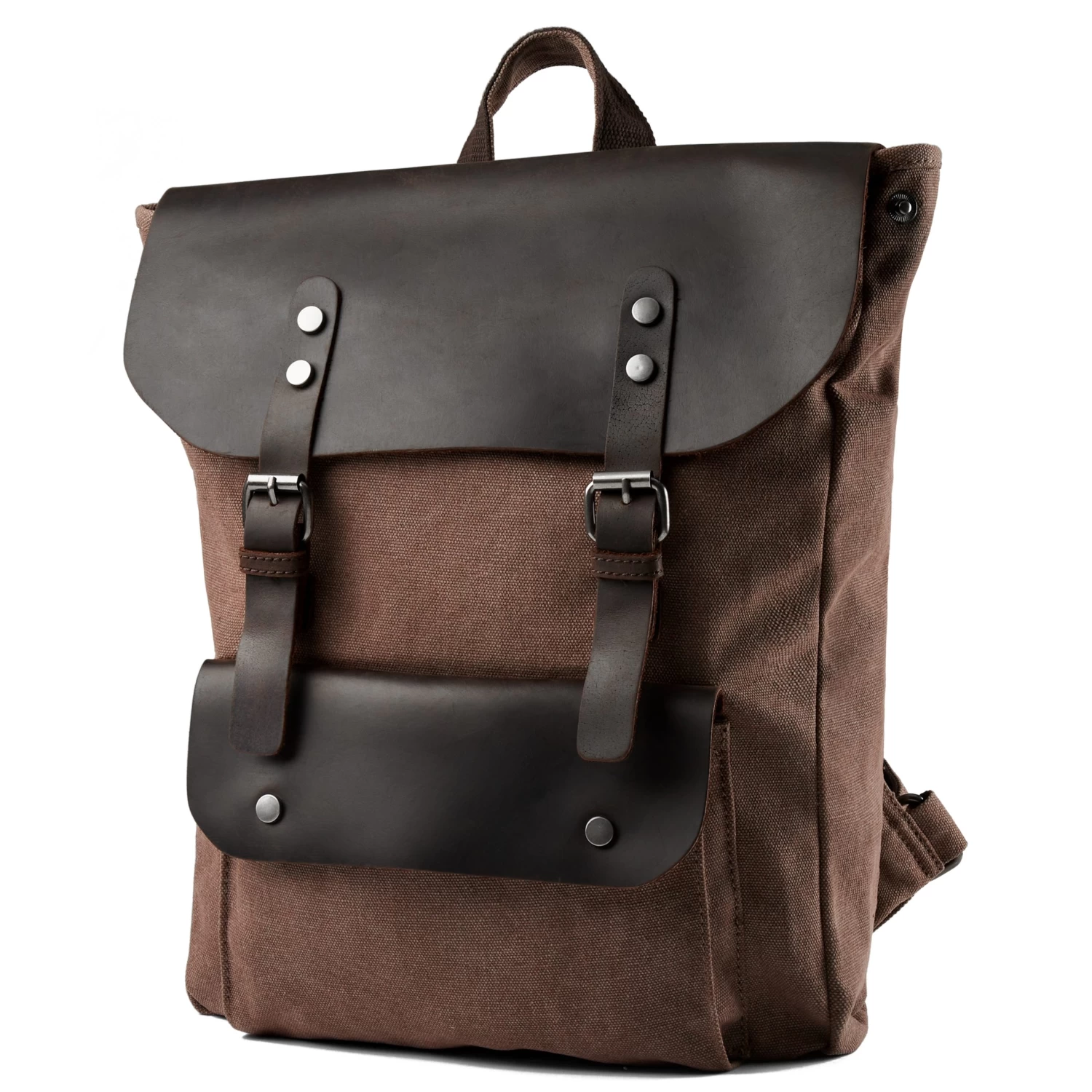 Terracotta Canvas And Black Leather Pullup Backpack - Image 2