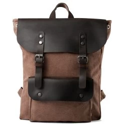 Terracotta Canvas And Black Leather Pullup Backpack