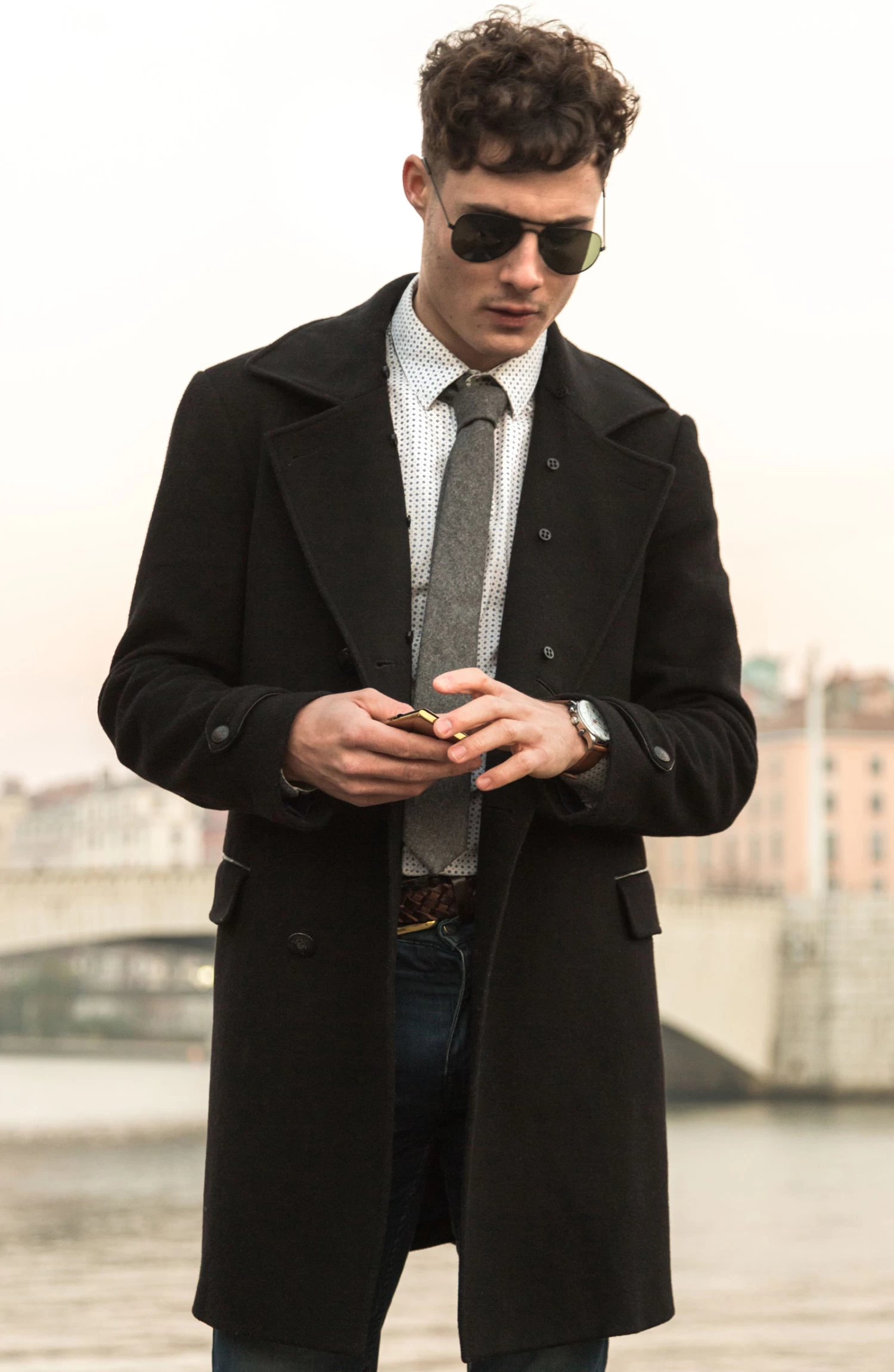 Grey Cashmere Wool Tie - Image 5