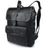 Black Leather Backpack With Stitch Details