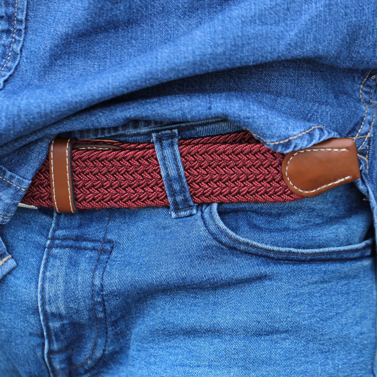 Bordeaux Canvas Elastic Belt - Image 3