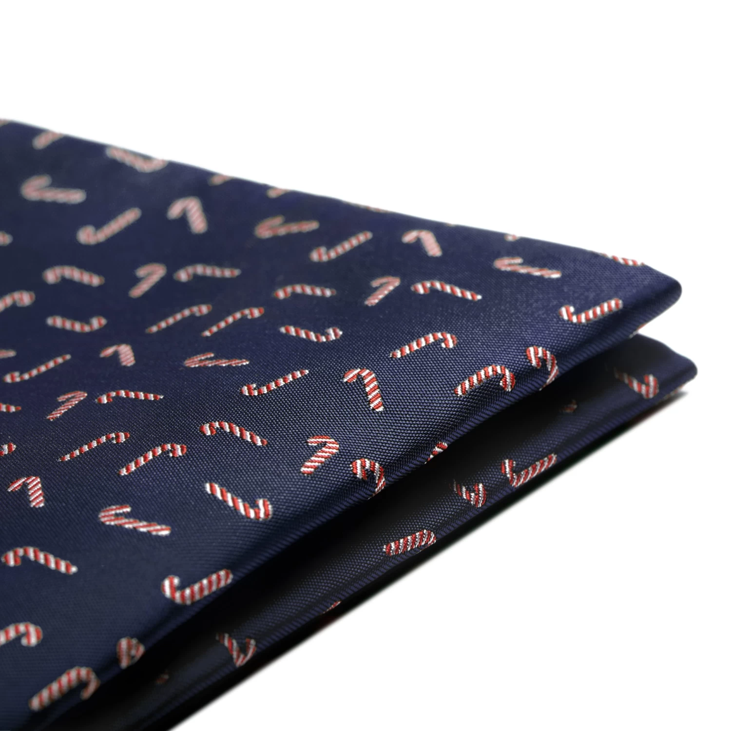 Navy Blue Christmas Candy Cane Pattern Pocket Square - Image 3