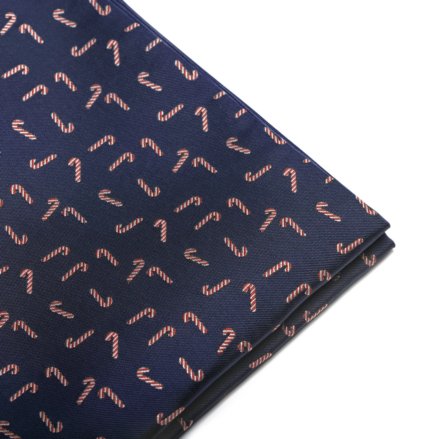 Navy Blue Christmas Candy Cane Pattern Pocket Square - Image 2