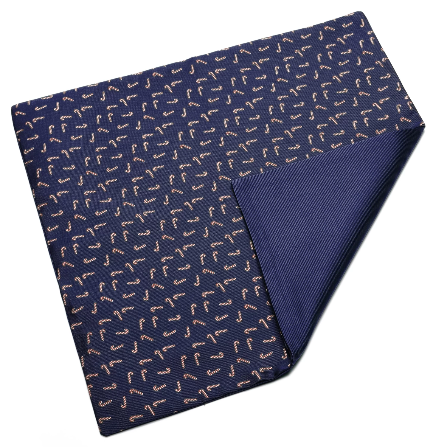 Navy Blue Christmas Candy Cane Pattern Pocket Square - Image 5