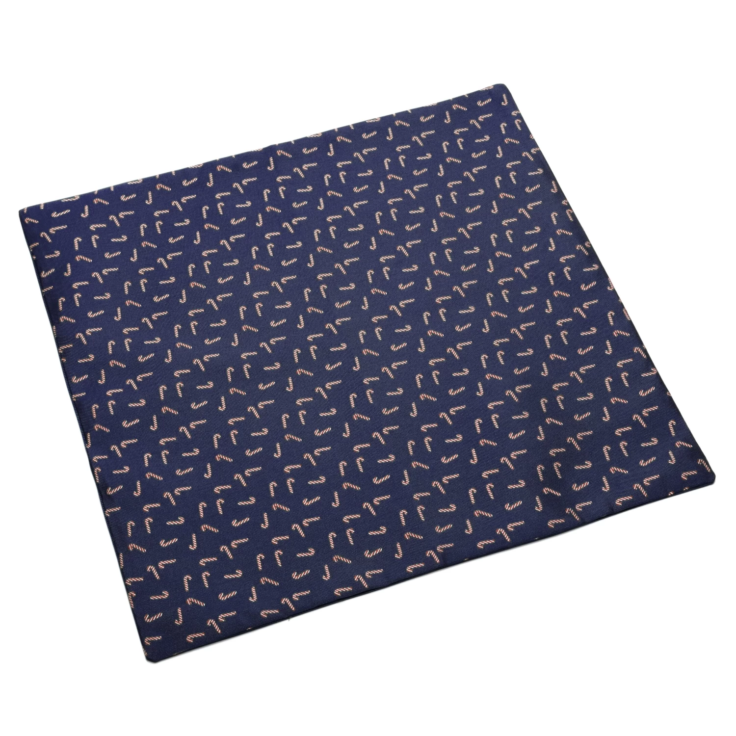 Navy Blue Christmas Candy Cane Pattern Pocket Square - Image 4