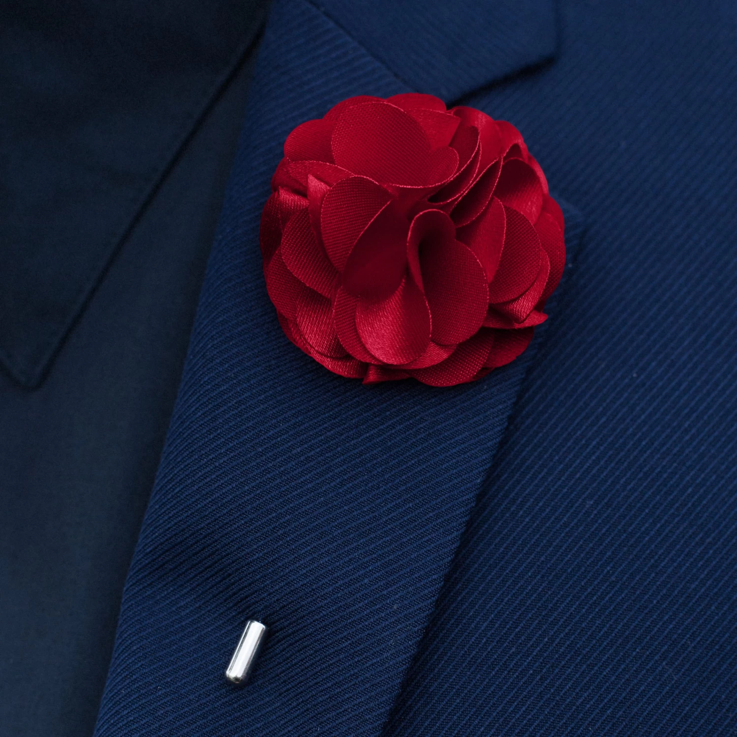 Cherry Red Luxurious Flower Lapel Pin - Image 3