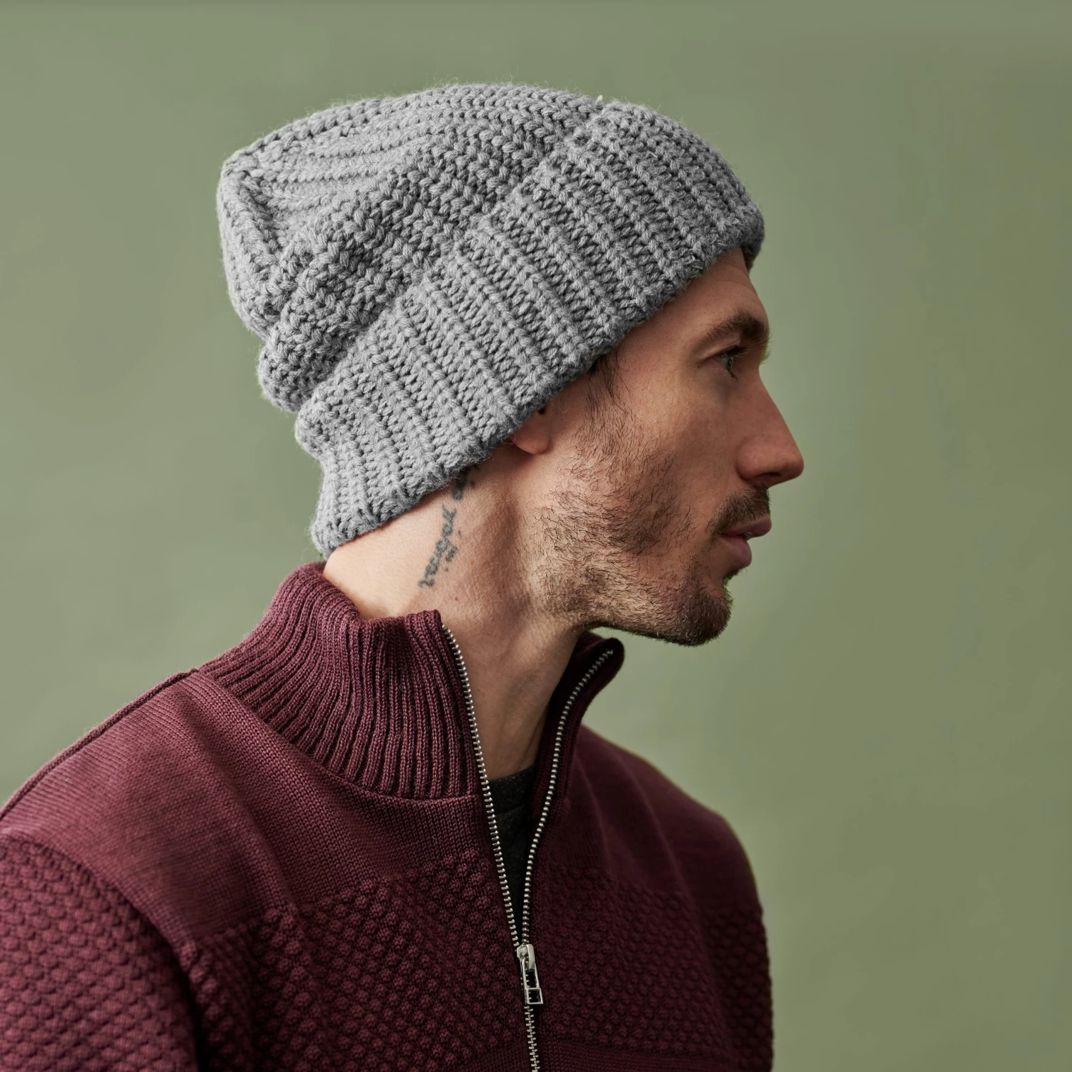 Montagna | Camouflage Gray Chunky Knitted Rib Beanie - Image 5