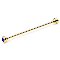 Gold-Tone Collar Bar With Blue Zirconia