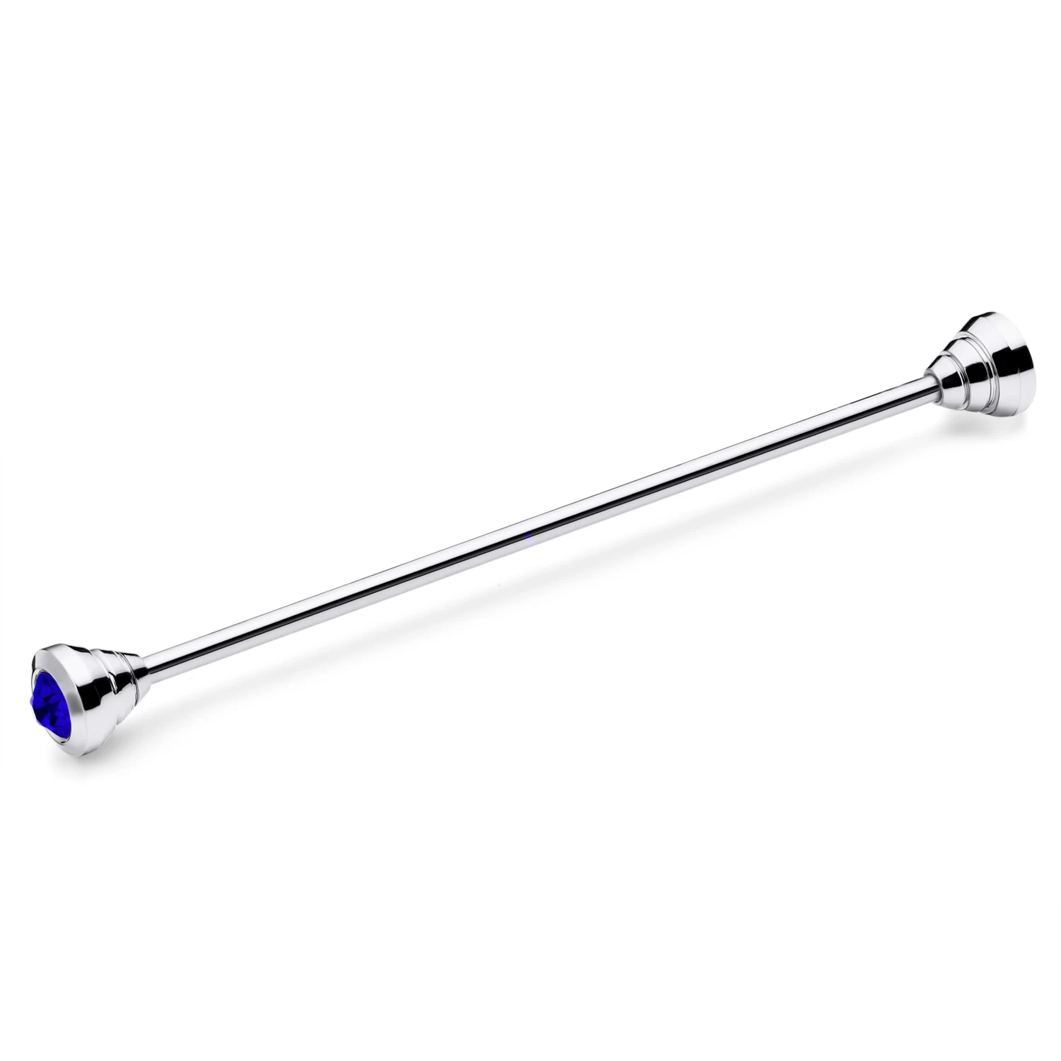 Silver-Tone Collar Bar With Blue Zirconia