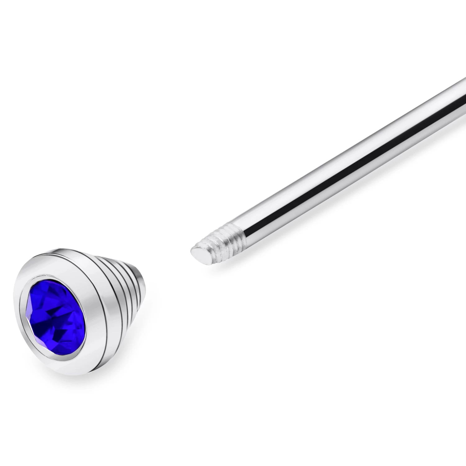 Silver-Tone Collar Bar With Blue Zirconia - Image 2