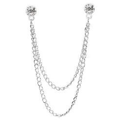 Silver-Tone Zirconia Collar Chain