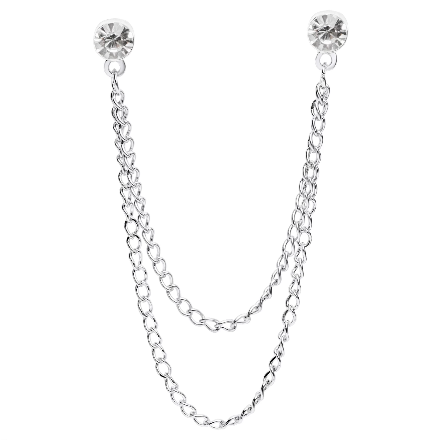 Silver-Tone Zirconia Collar Chain