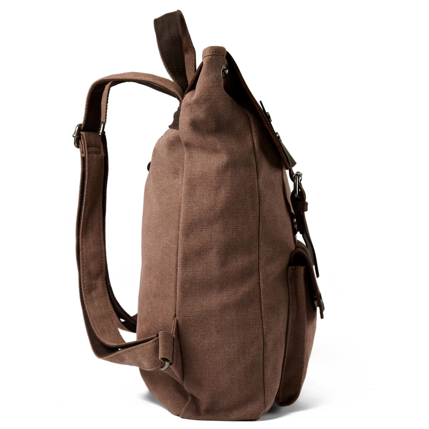 Terracotta Canvas And Black Leather Pullup Backpack - Image 5