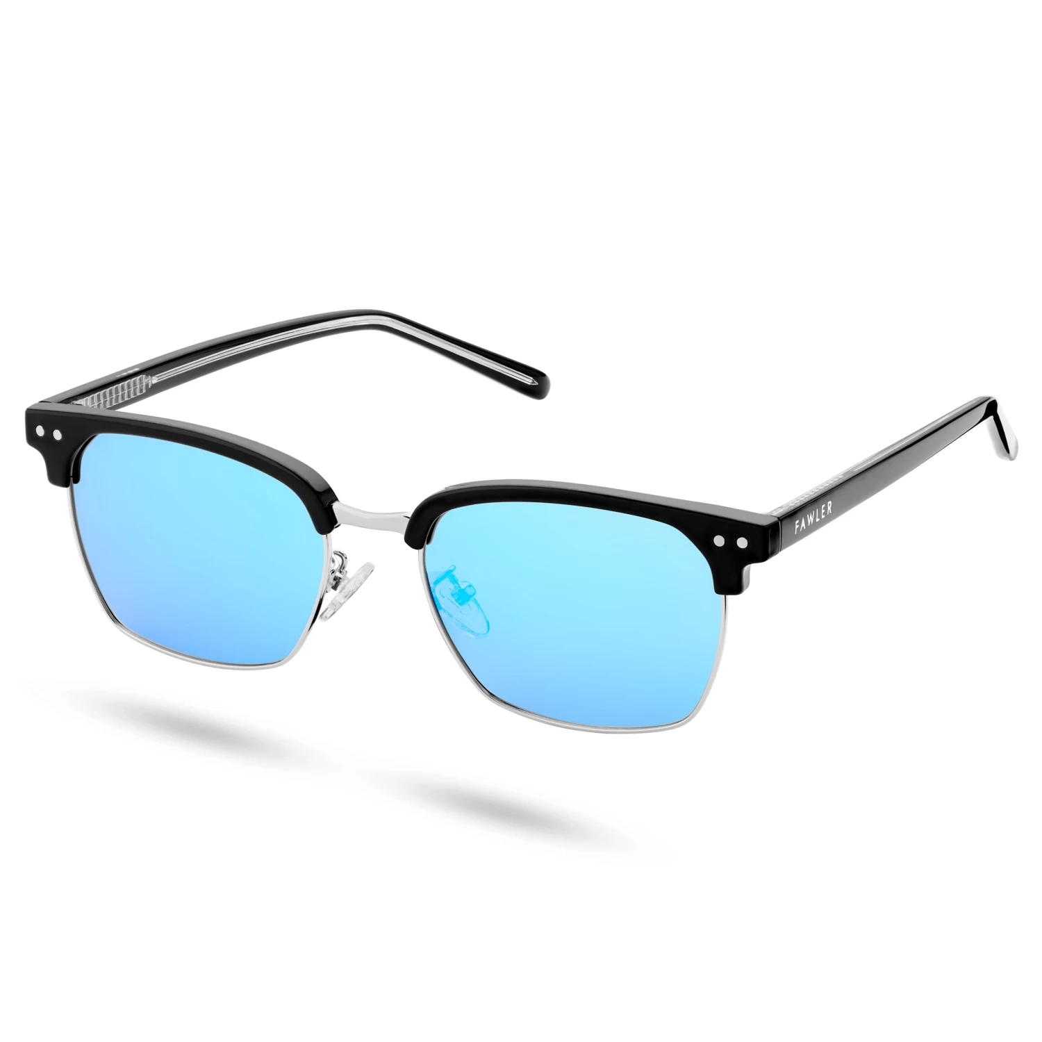 Black & Blue Stainless Steel Polarised Sunglasses - Image 4