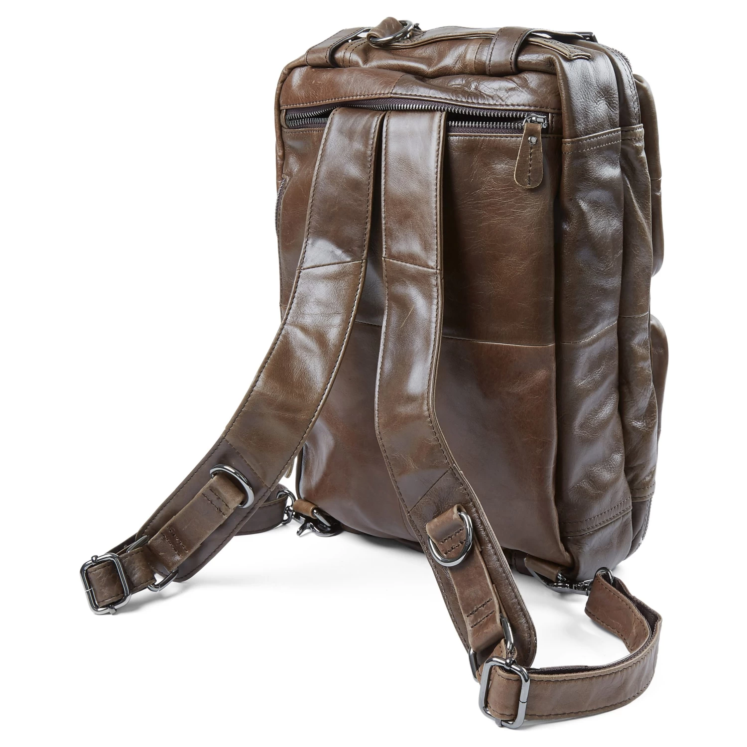 Dark Brown Multi Leather Bag - Image 4