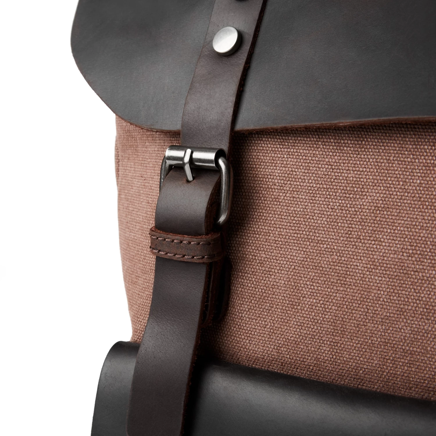 Terracotta Canvas And Black Leather Pullup Backpack - Image 7