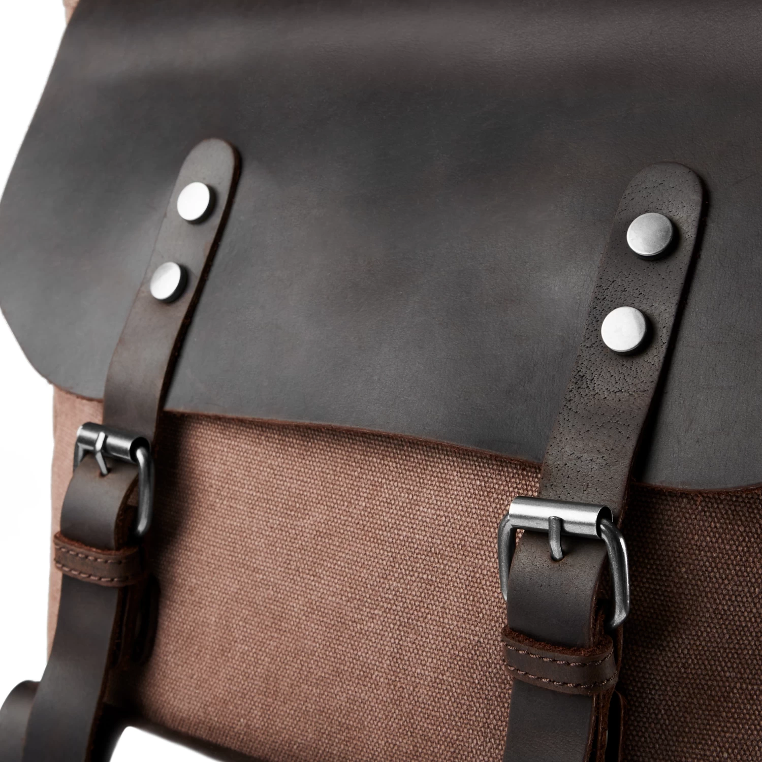 Terracotta Canvas And Black Leather Pullup Backpack - Image 8