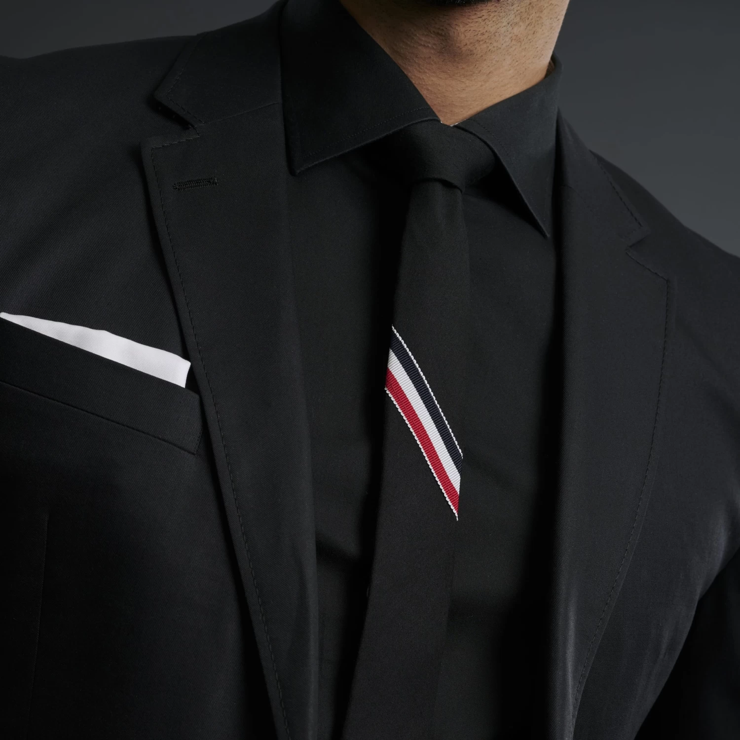 Informal Black, Red & Blue Stripe Cotton Tie - Image 3