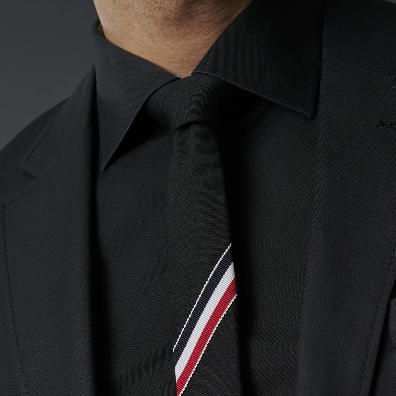 Informal Black, Red & Blue Stripe Cotton Tie - Image 5