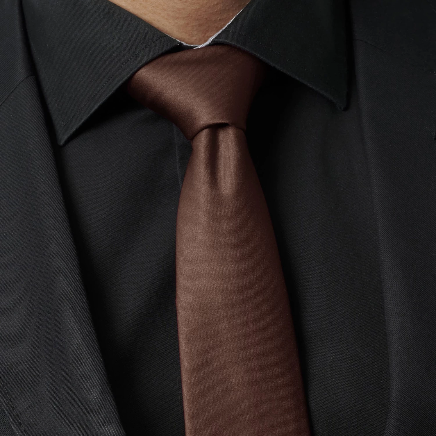 Basic Wide & Long Dark Brown Polyester Tie - Image 7