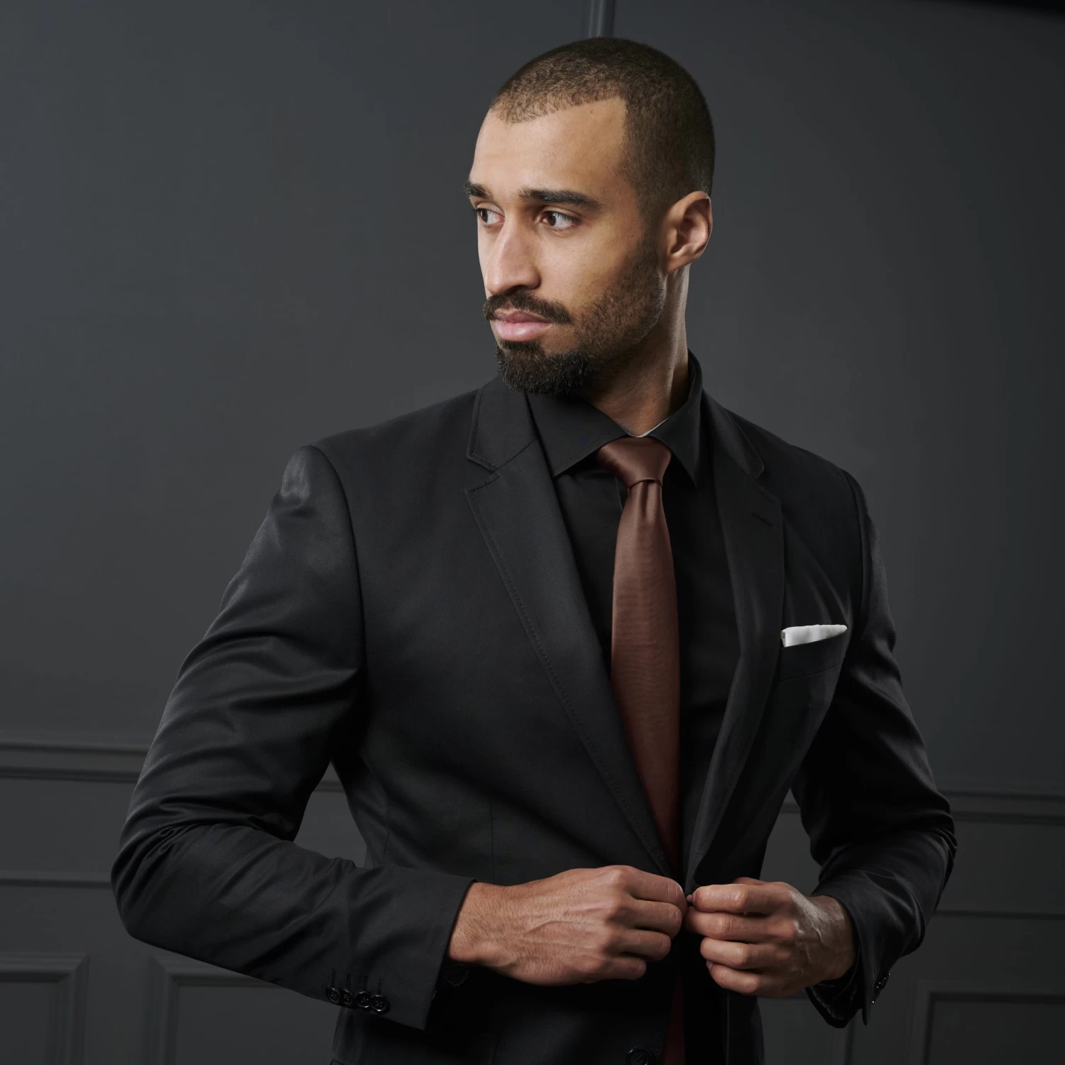 Basic Wide & Long Dark Brown Polyester Tie - Image 5