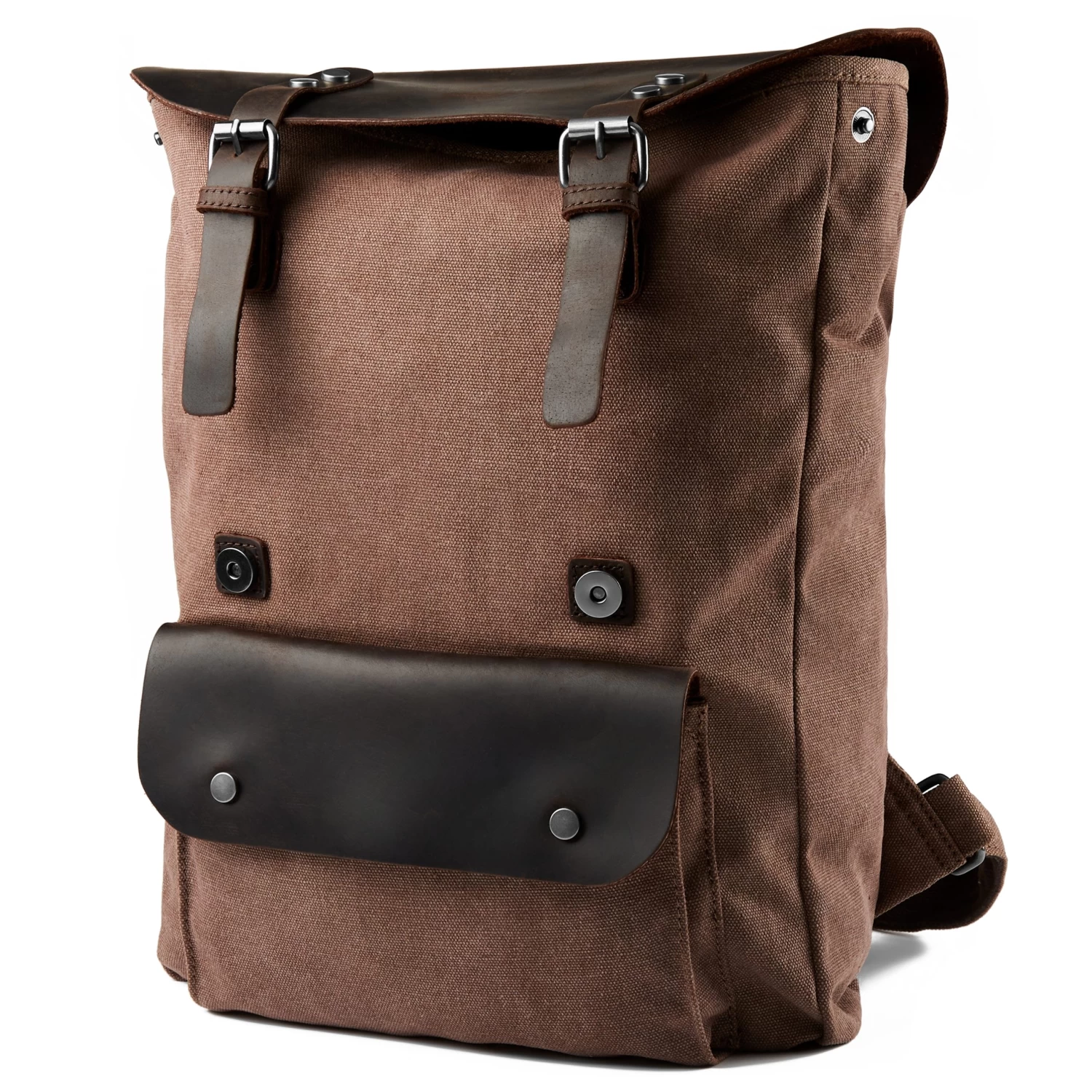 Terracotta Canvas And Black Leather Pullup Backpack - Image 10