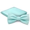 Baby Blue Pre-Tied Bow Tie And Pocket Square Set