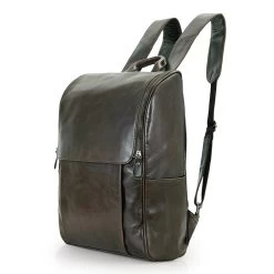Slim Charcoal Leather Backpack