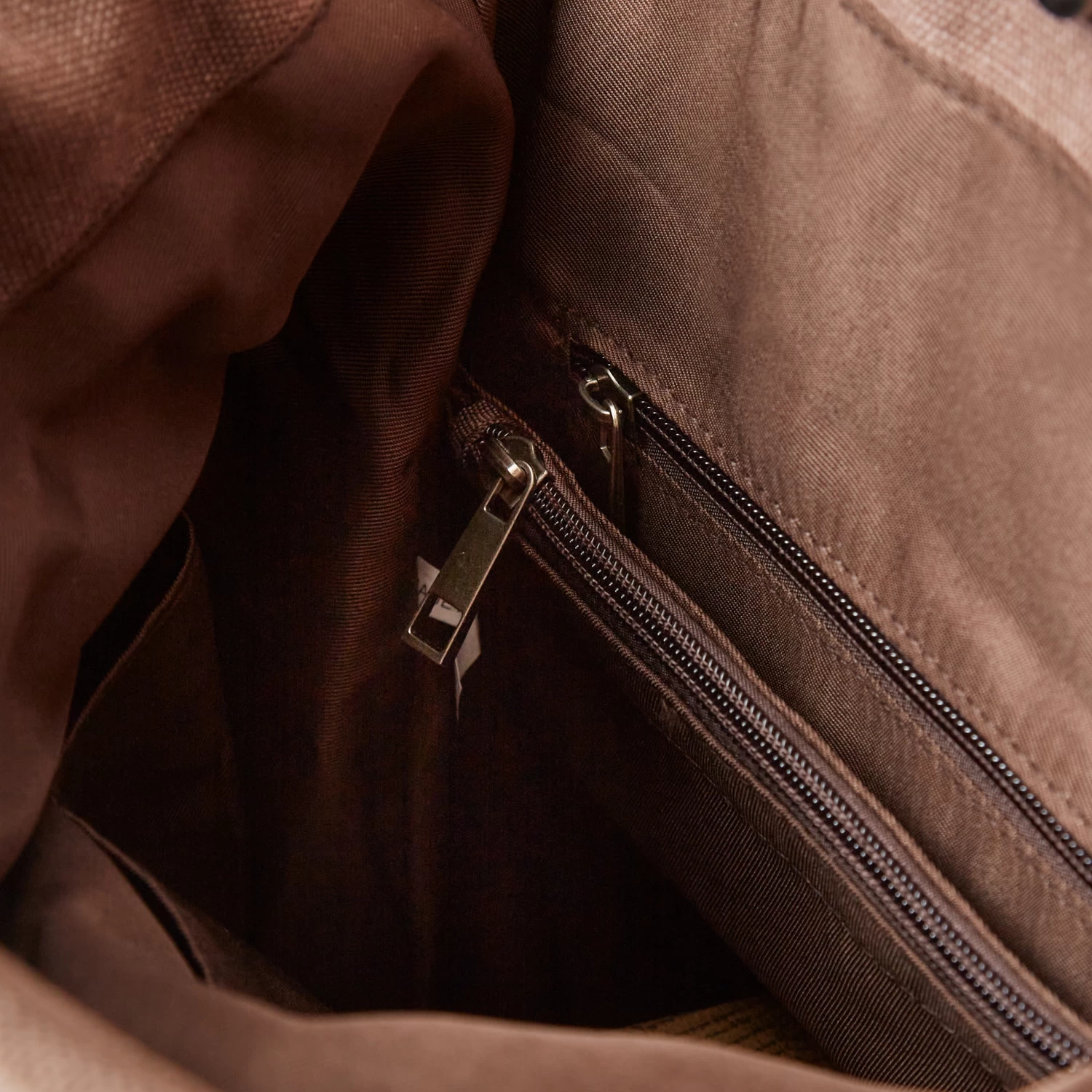 Terracotta Canvas And Black Leather Pullup Backpack - Image 12