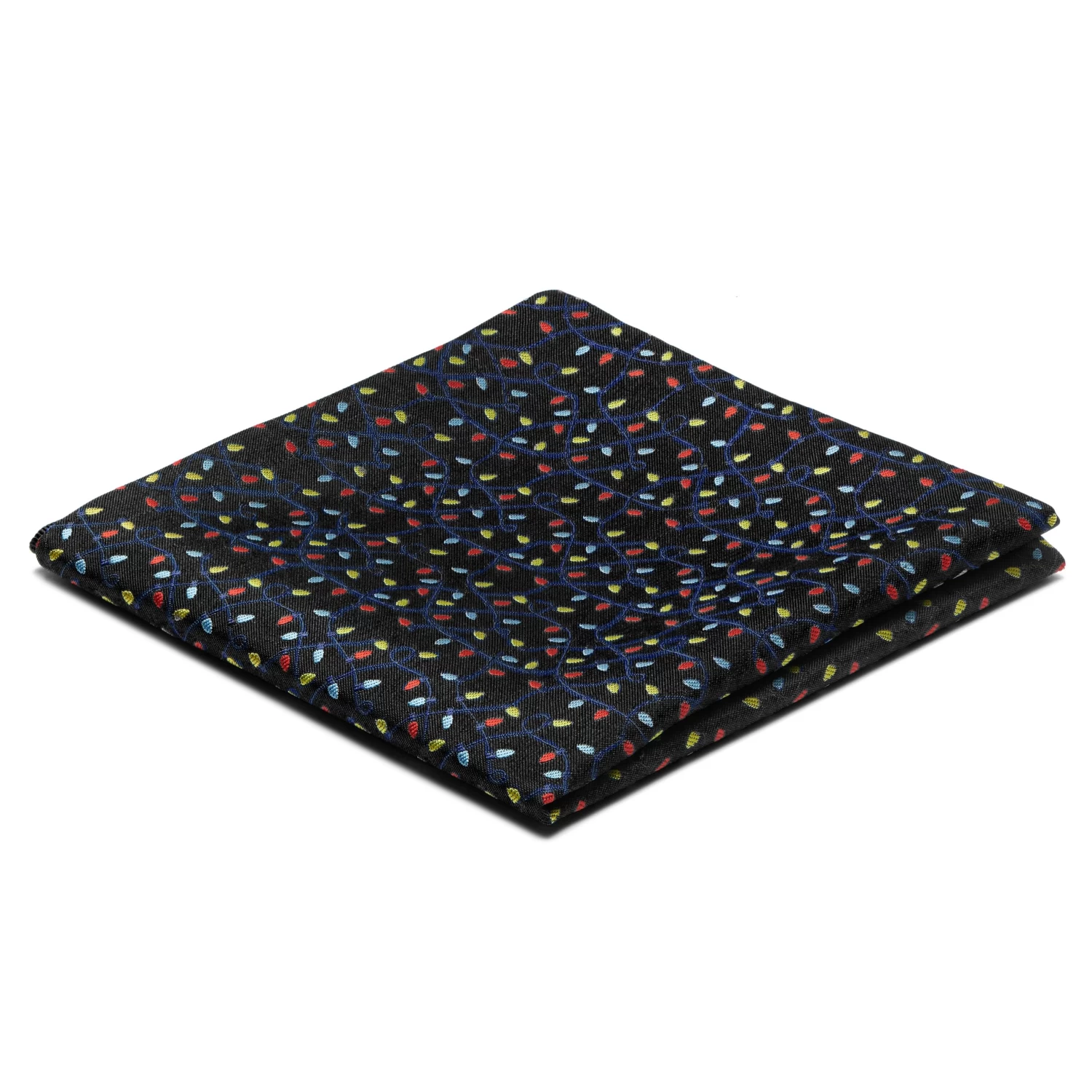 Black Christmas Light Pattern Pocket Square